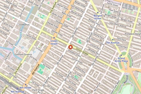 Map showing Union Hall in Brooklyn