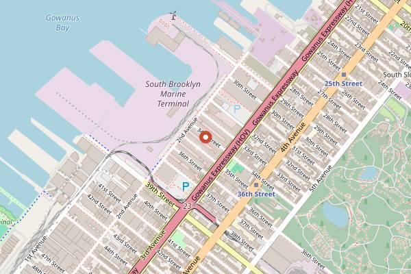 Map showing Endless Life Brewing in Brooklyn