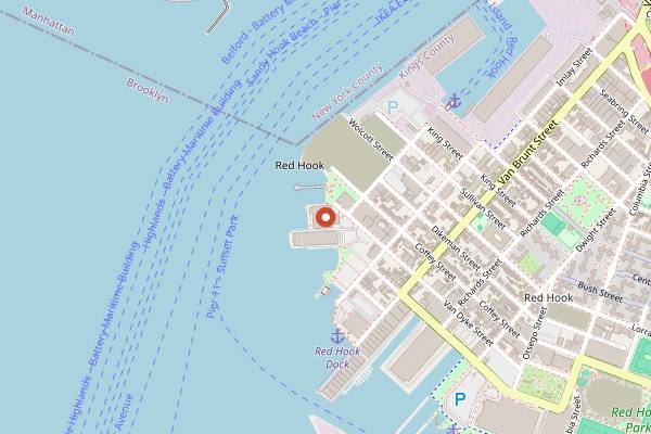 Map showing Strong Rope Brewery in Brooklyn