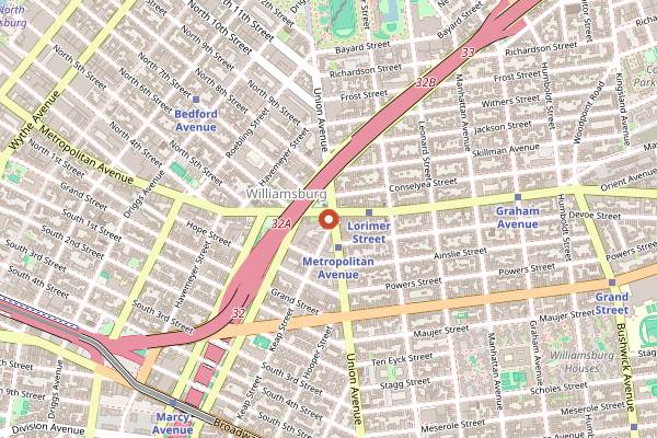 Map showing Kellogg's Diner in Brooklyn
