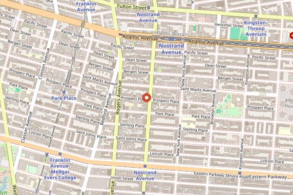 Map showing Peppa's Jerk Chicken in Brooklyn