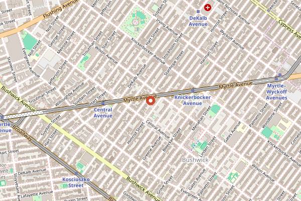 Map showing Plaza Ortega in Brooklyn