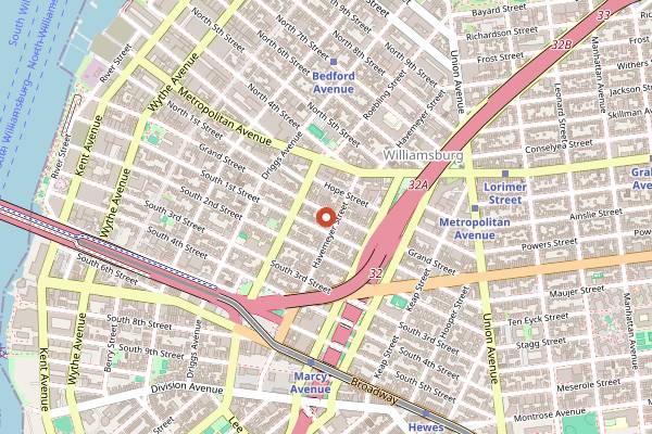 Map showing The Twisted Spine in Brooklyn