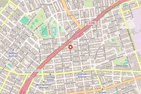Map showing Bonnie's in Brooklyn