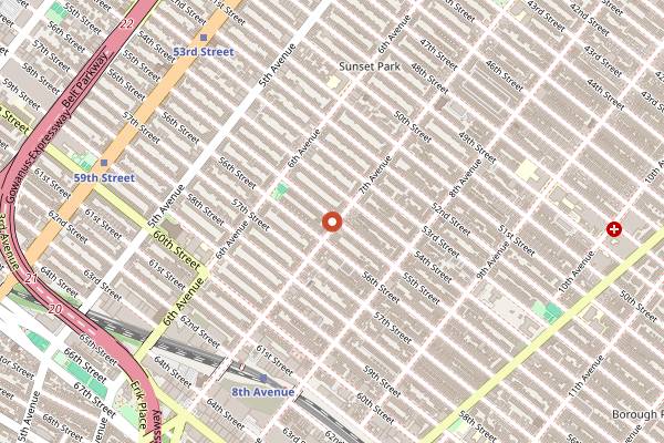Map showing Chuan Tian Xia in Brooklyn