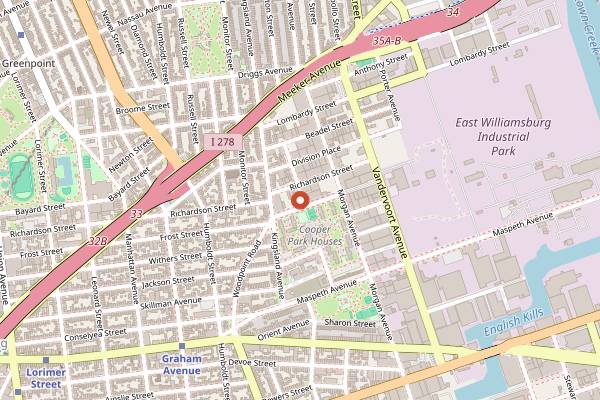 Map showing Driftaway Coffee in Brooklyn