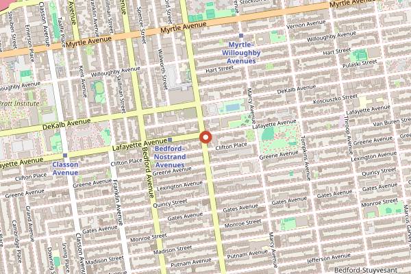 Map showing Nostrand Cafe in Brooklyn