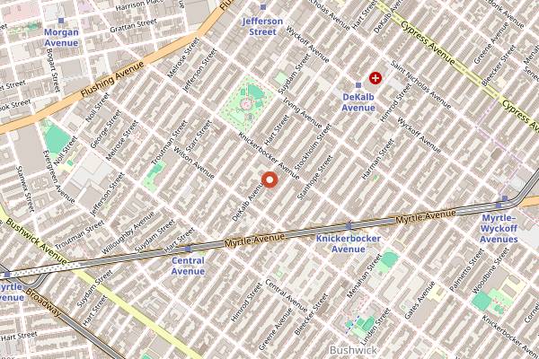 Map showing YellowSun Coffee in Brooklyn