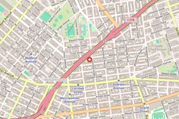 Map showing Hudson Table Brooklyn in Brooklyn