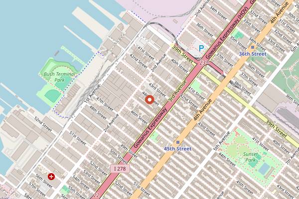 Map showing Purple Kale Kitchenworks in Brooklyn