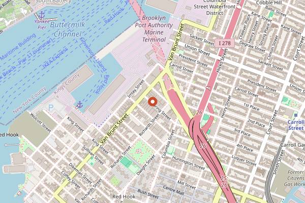 Map showing Raaka Chocolate Factory in Brooklyn