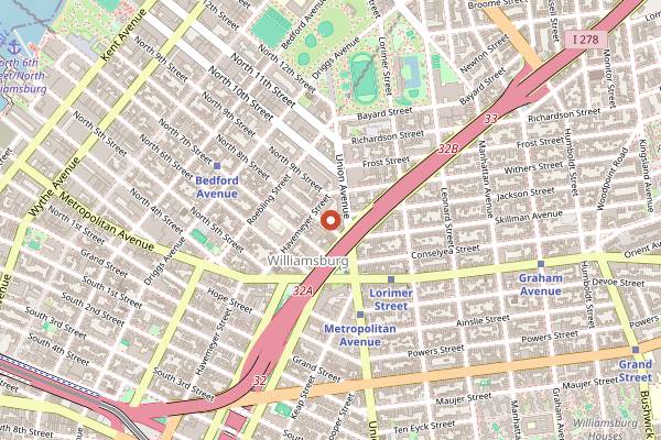 Map showing Feast of Our Lady of Mount Carmel and the Giglio in Brooklyn