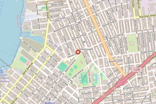 Map showing Restaurant Yuu in Brooklyn