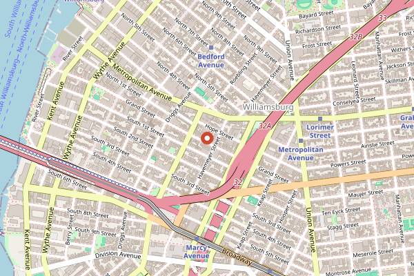 Map showing The Four Horsemen in Brooklyn