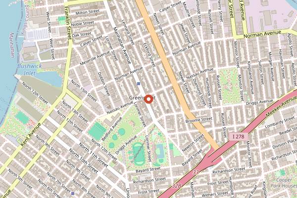 Map showing Taqueria El Chato in Brooklyn
