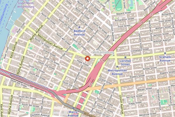 Map showing The Commodore in Brooklyn