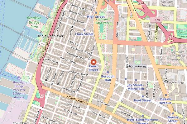 Map showing Brooklyn Borough Hall Greenmarket in Brooklyn