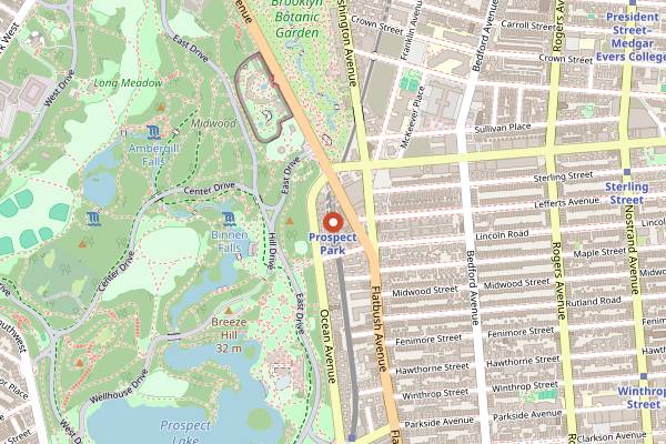 Map showing Smorgasburg Prospect Park in Brooklyn