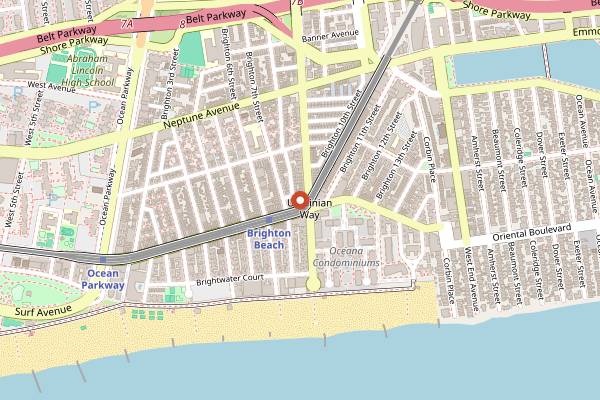 Map showing Tashkent Supermarket in Brooklyn