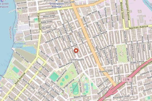 Map showing Eavesdrop in Brooklyn