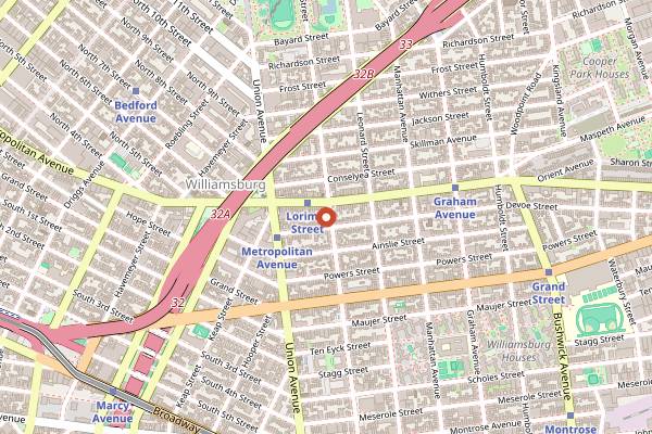 Map showing Metropolitan in Brooklyn