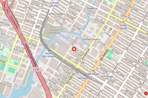 Map showing The Bell House in Brooklyn