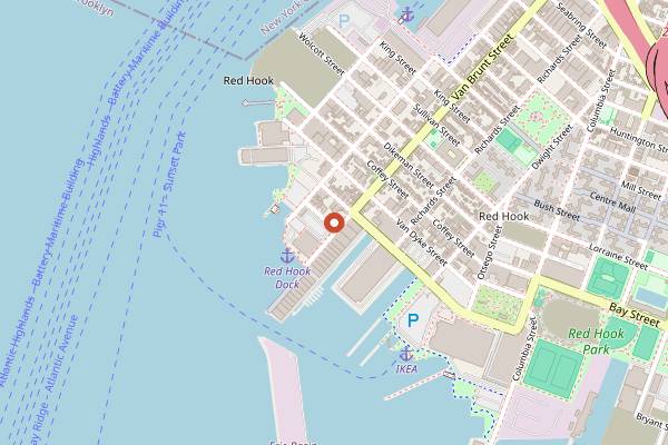 Map showing Hometown Bar-B-Que in Brooklyn