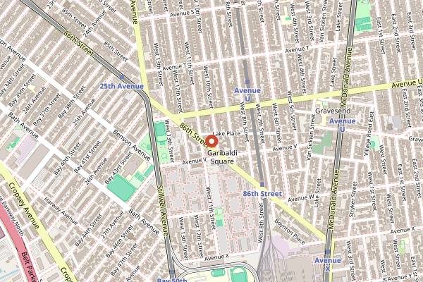 Map showing L&B Spumoni Gardens in Brooklyn