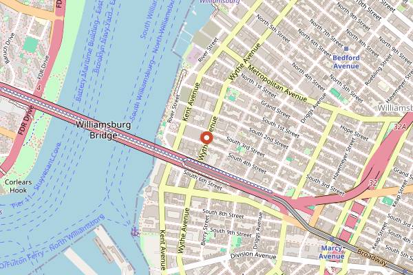 Map showing Laser Wolf in Brooklyn
