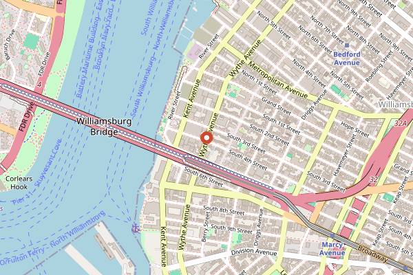 Map showing Le Crocodile in Brooklyn
