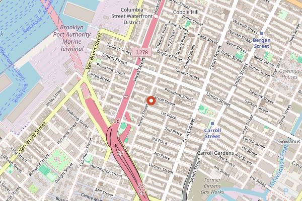 Map showing Lucali in Brooklyn