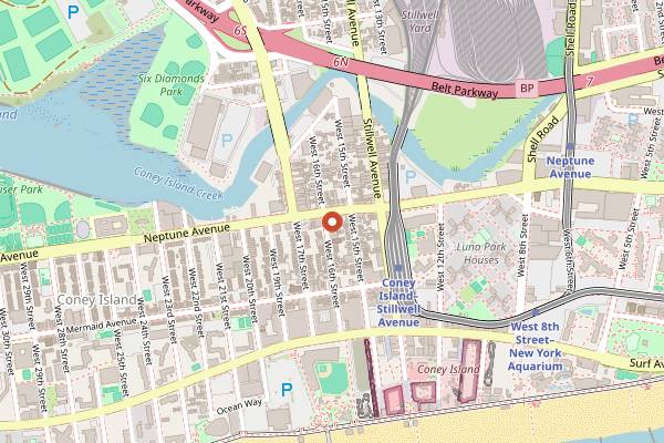 Map showing Totonno's in Brooklyn