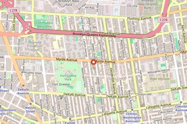 Map showing Los Burritos Juarez in Brooklyn