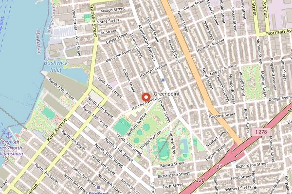 Map showing Brooklyn Winery in Brooklyn
