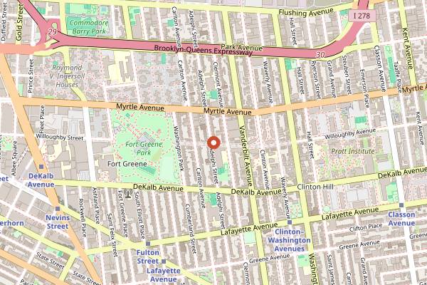 Map showing Rhodora Wine Bar in Brooklyn