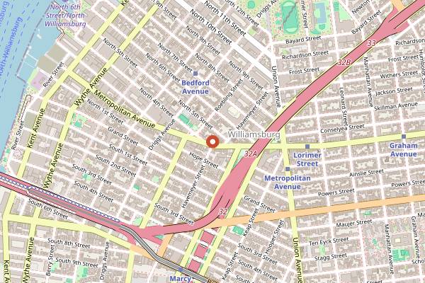 Map showing Rude Mouth in Brooklyn