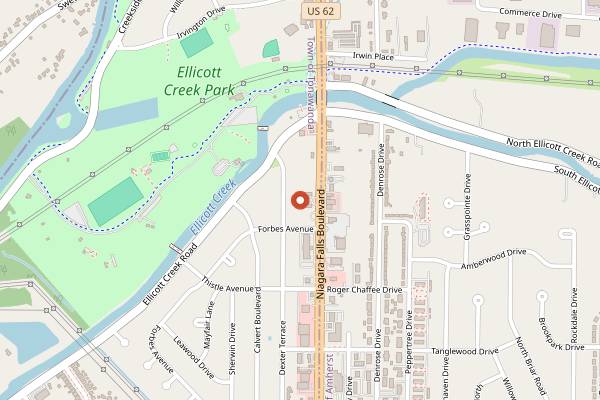 Map showing Fowler's Chocolates in Buffalo