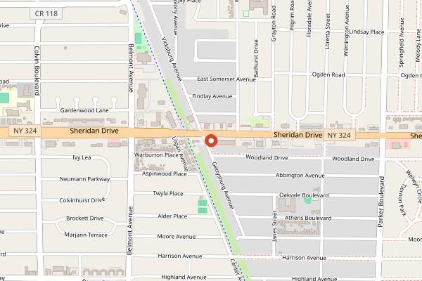 Map showing Paula's Donuts (Sheridan Drive) in Buffalo