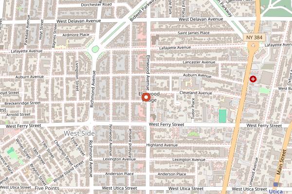 Map showing Watson's Chocolates (Elmwood) in Buffalo