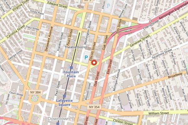 Map showing Marble + Rye (Cocktail Bar) in Buffalo