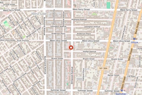 Map showing Lloyd Taco Factory (Elmwood) in Buffalo