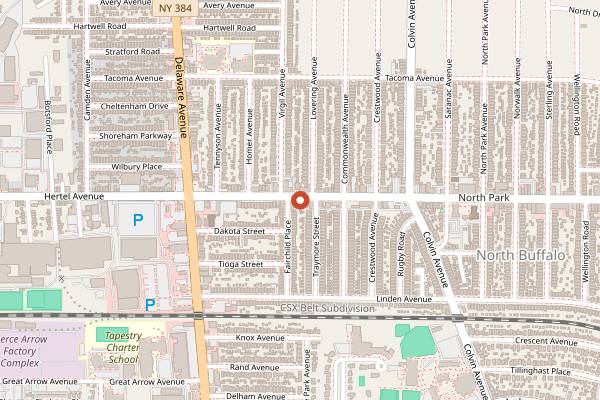 Map showing Overwinter Coffee Roasters in Buffalo