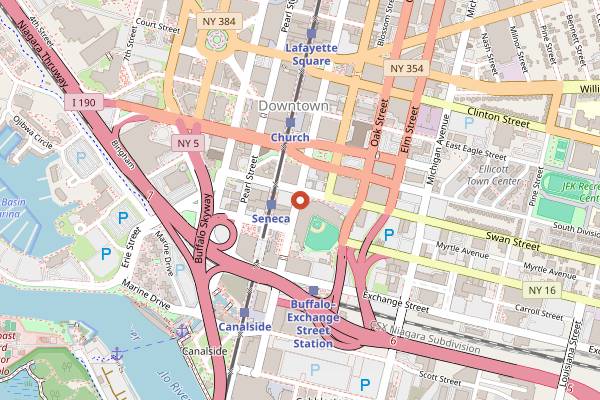 Map showing National Buffalo Wing Festival in Buffalo