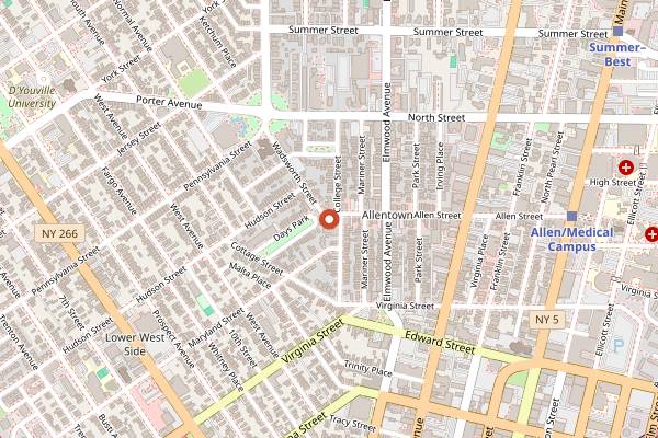 Map showing Nietzsche's in Buffalo