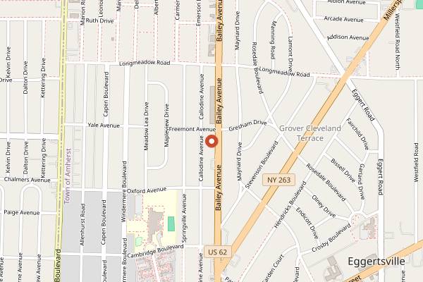 Map showing Bocce Club Pizza in Buffalo