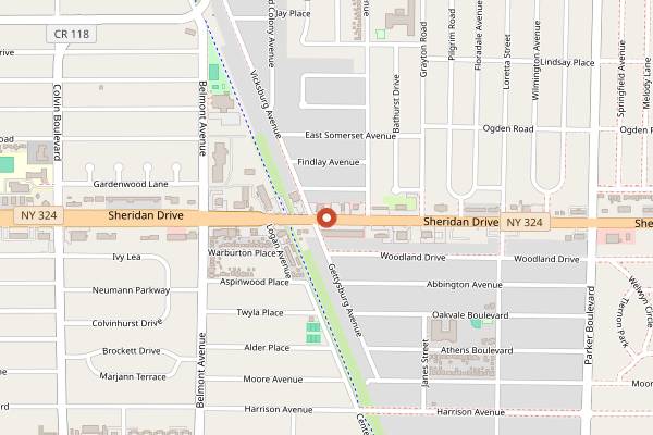 Map showing Ted's Hot Dogs in Buffalo