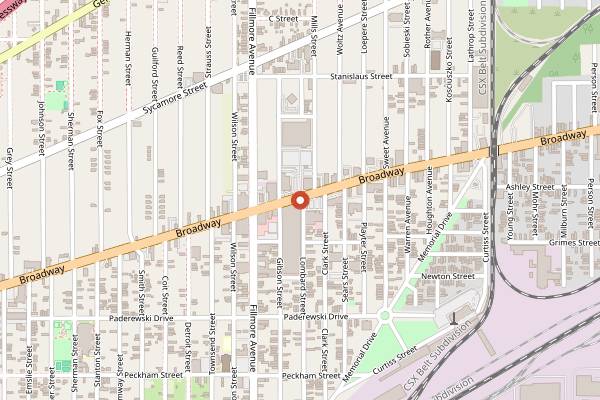 Map showing Broadway Market Pierogi Vendors in Buffalo