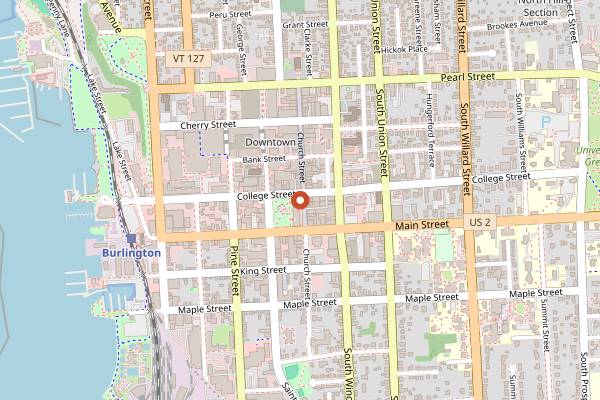 Map showing The Whiskey Room in Burlington