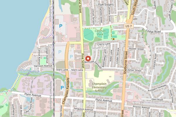 Map showing Zero Gravity Craft Brewery in Burlington