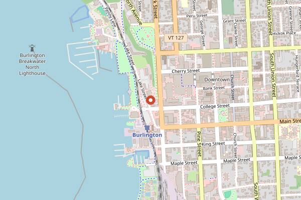 Map showing The Skinny Pancake (waterfront) in Burlington
